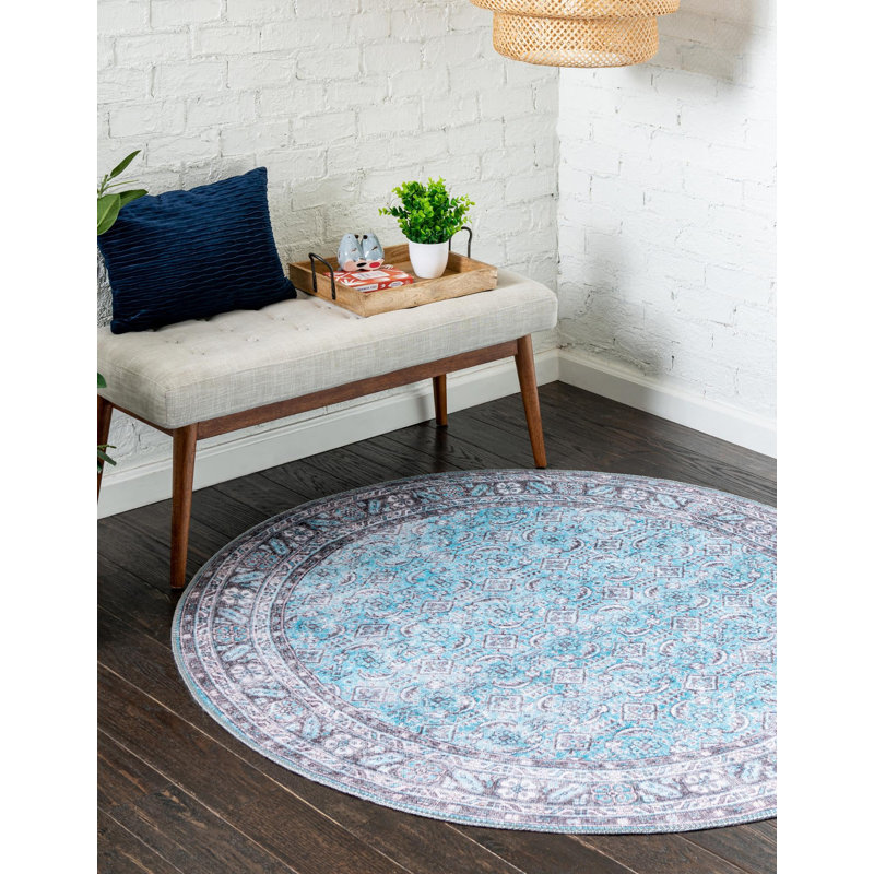 Chenille Oriental Indoor Rug, Round 7'7"