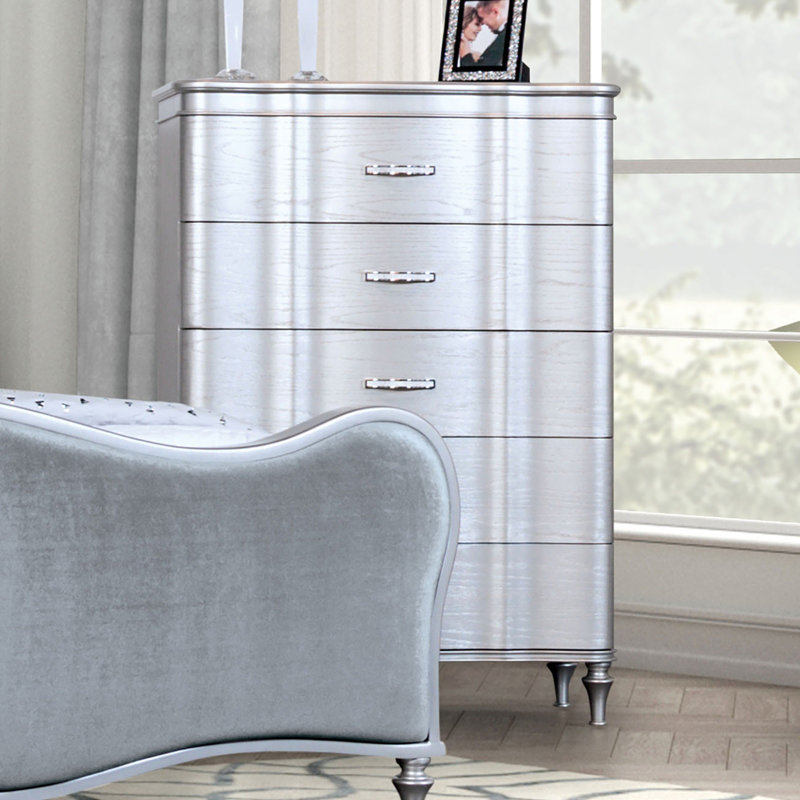 Commode à tiroirs de style contemporain, Argent argent