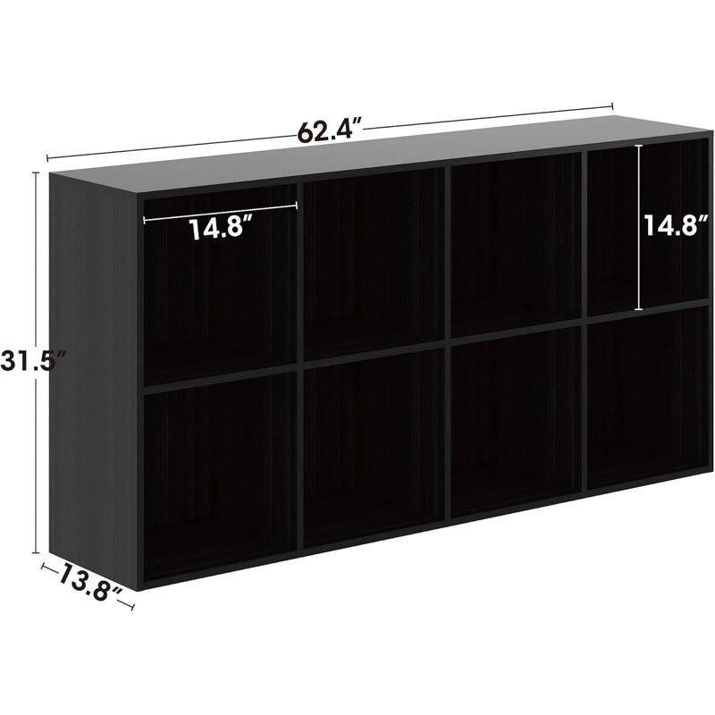 Hokku Designs Shoe Rack, 8 Compartment Open Storage Display Shoes Organizer FSSR017, Obsidian Wood