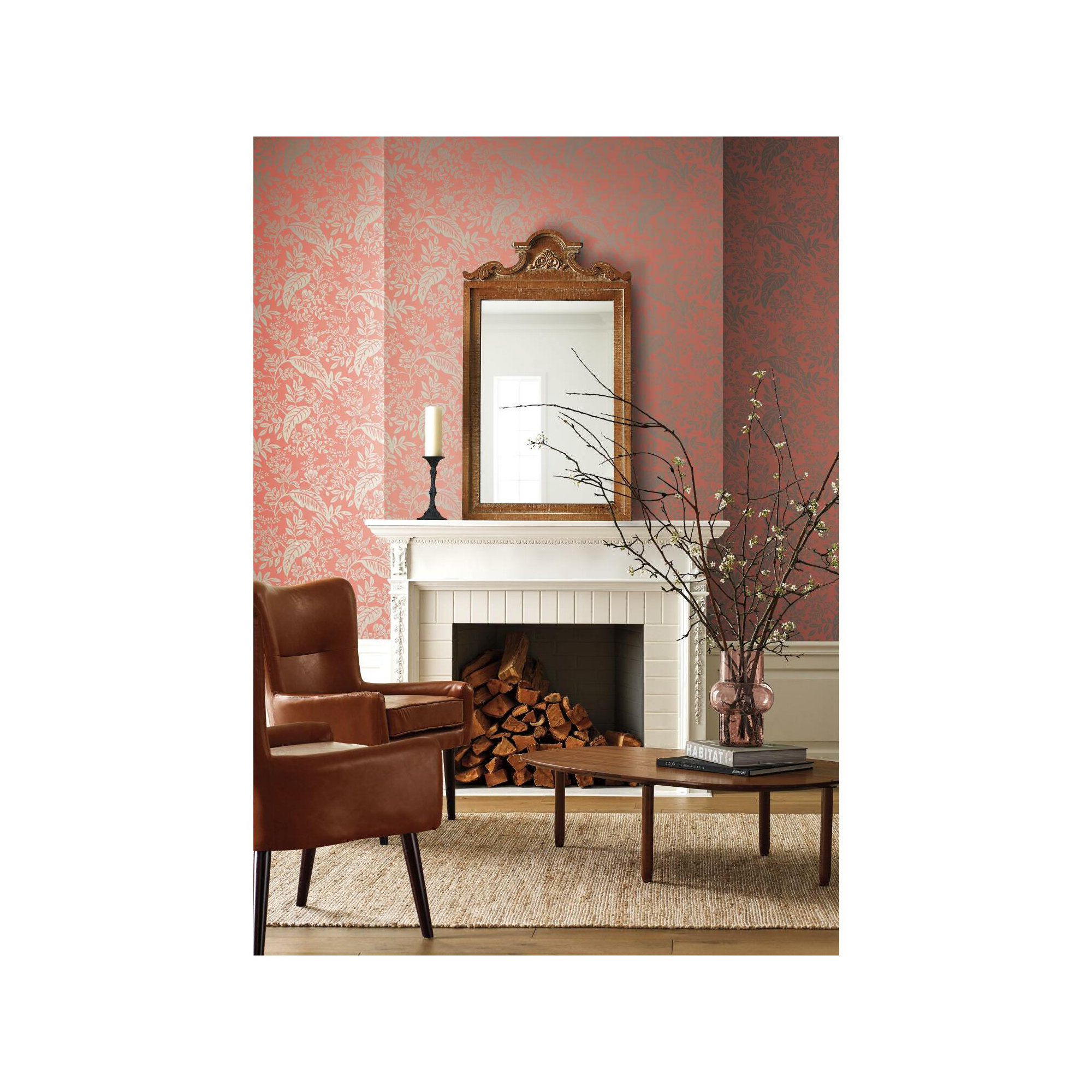 Rifle Paper Co. Canopy 27' x 27" Wallpaper Roll, Rose