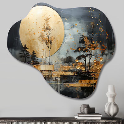 «Gold Grey Golden Gleam I - Cloud Abstract Collages», reproduction d'art asymétrique