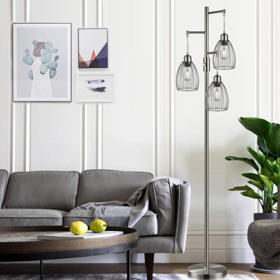 Lampe sur pied de style industriel avec lampe sur pied et cage en forme de goutte