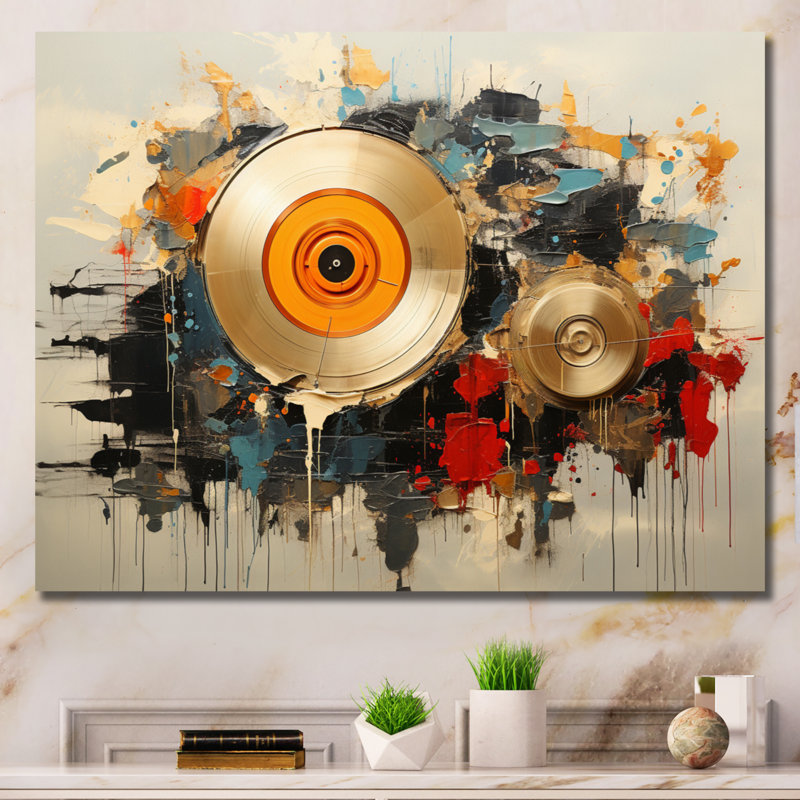 Vinyle, mélodie - Disques vinyle, art encadré, Toile tendue, H 34 po x l 44 po x P 1,5 po
