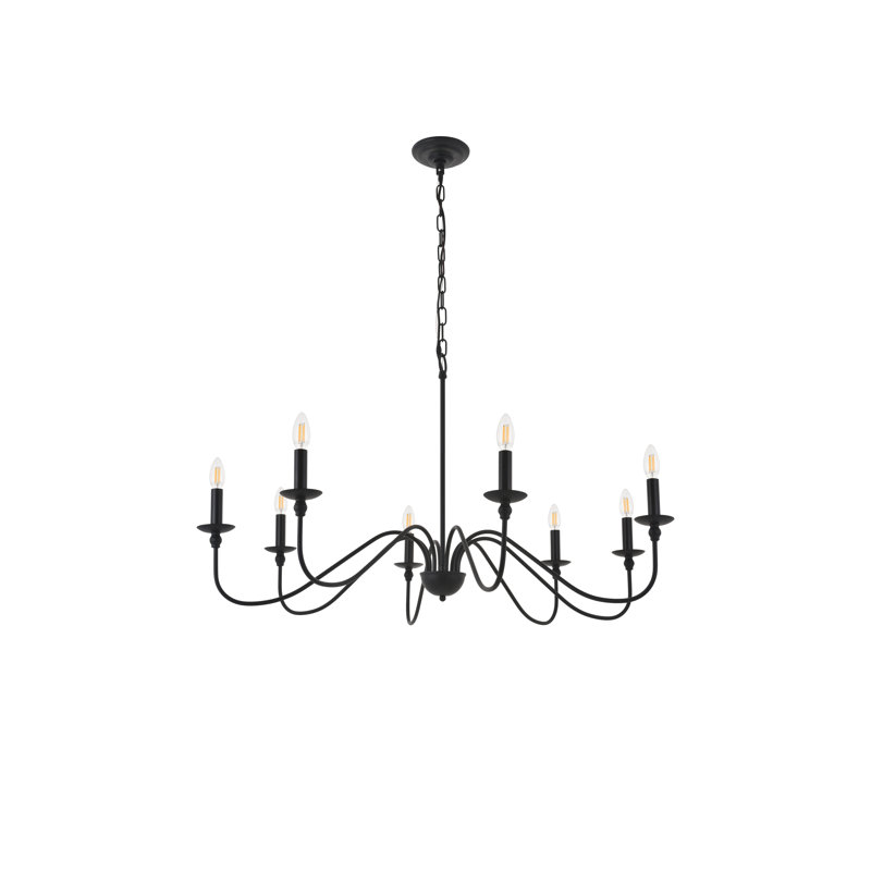 Luminaire suspendu unique Maus, Noir mat, 8 lumières, H 21,8 po x l 42 po x P 42 po