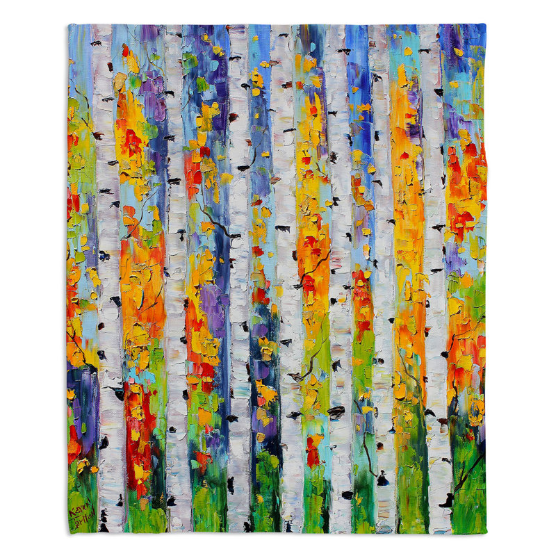 Couverture sherpae douce bouleau trees, l 68 po x L 80 po