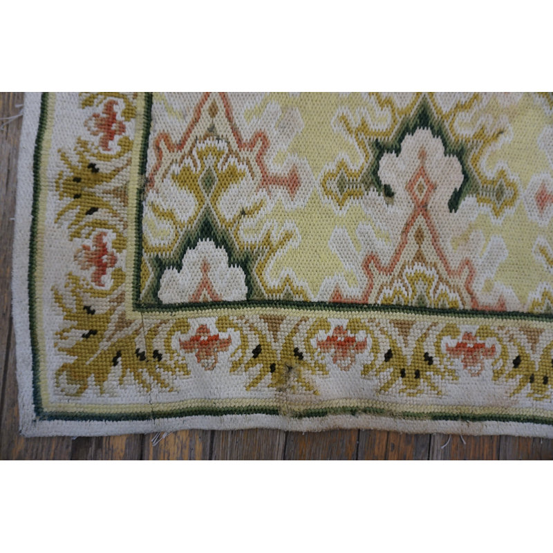 Antique Needlepoint French Allover Flat Weave Rug