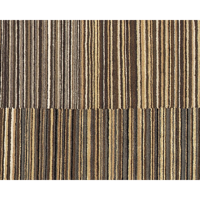 Spectrum Striped Hand-Knotted Wool Brown/Gray Area Rug, Brown/Gray, Rectangle 8' x 10'