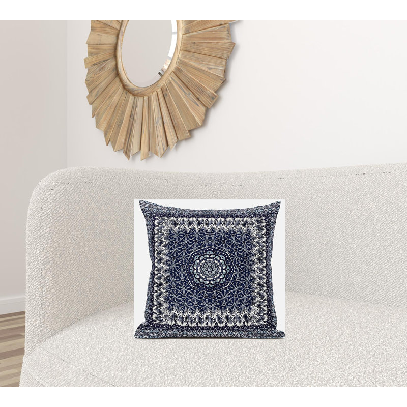  Throw Square Pillow Cover & Insert, Indigo/White
