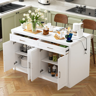 Multifunctional Kitchen Island With Charging Station