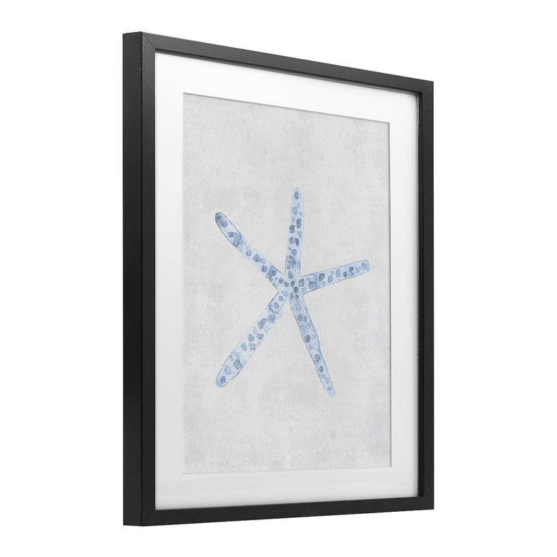 Étoile de mer à bras fins, reproduction encadrée sous verre, design par Camila Juncos, Cadre noir minuit, H 21 po x l 17 po