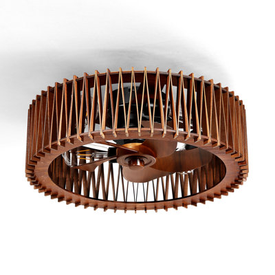 20" Wooden Caged 5-Blade Ceiling Fan with Light