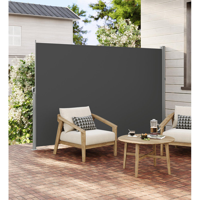 Symple Stuff 190cm W x 300cm D Polyester Cover Retractable Patio Awning, Grey
