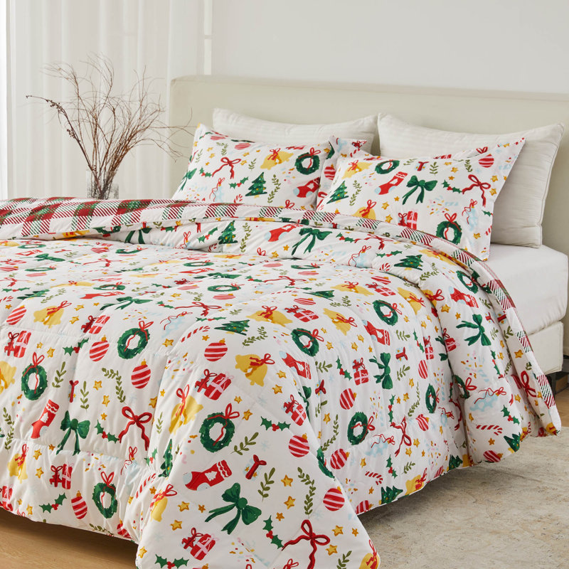 Microfiber Comforter Set with Shams, Queen Comforter + 2 Standard Shams, Celebration