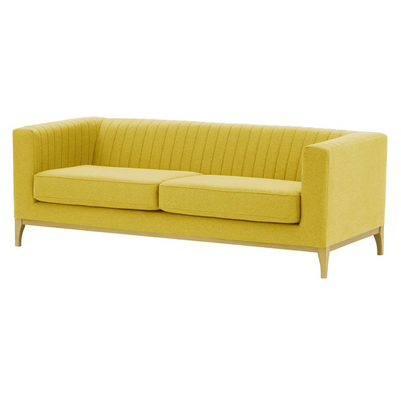 Bomia 3 Seater Sofa, Yellow Polyester, Gold, 72cm x 201cm W x 83cm D