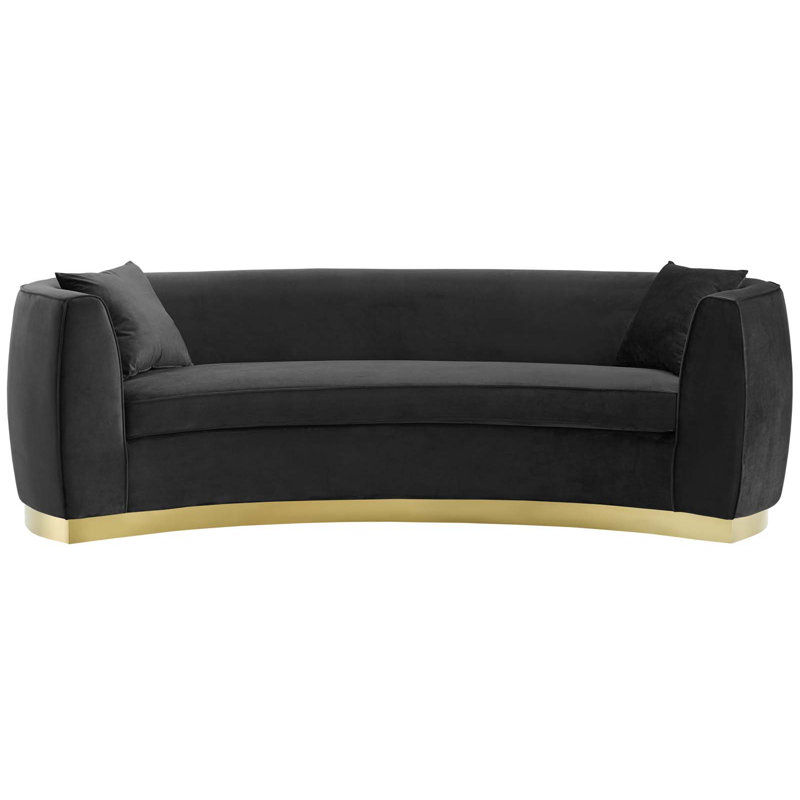 Modway Silver Orchid Perez Curved Velvet Sofa, Black