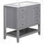 Meuble-lavabo de 36 po avec grand lavabo en céramique blanche, une armoire, trois glissières à glissières, bois massif et panneau de haute qualité, finition peinte grise, autoportant, installation simple au centre, réglable