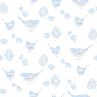Rouleau de papier peint L 33 pi x l 21 po Just 4 Kids 2 Birds and Leaves