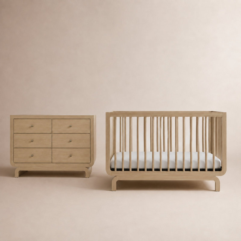 Santorini 5-In-1 Convertible Crib And 6 Drawer Dresser 2-Piece Nursery Set, Brown