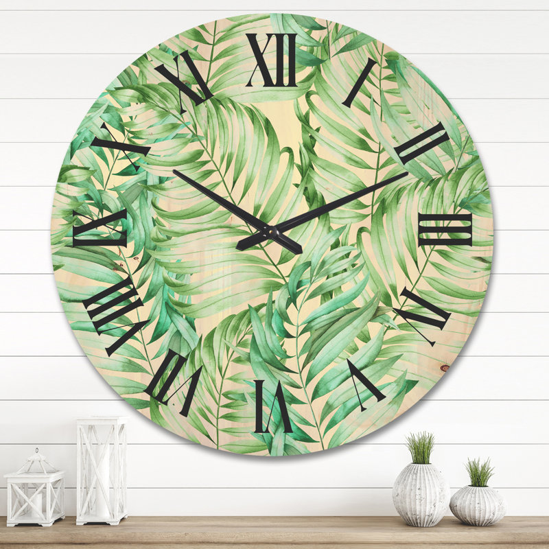 Horloge murale feuilles tropicales de Monstera, Très grand