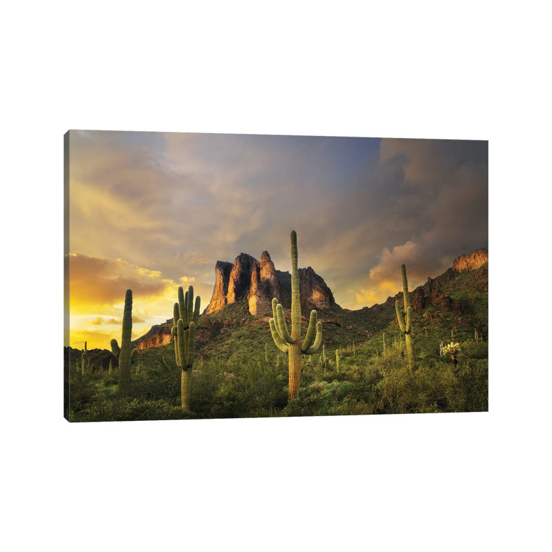 «Desert Sunset», reproduction d'art sur toile encadrée, H 12 po x l 18 po, Toile tendue, Ne s’applique pas