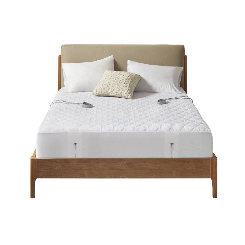 Beautyrest Heated White Queen Mattress Pad with 3M Scotchgard, Queen