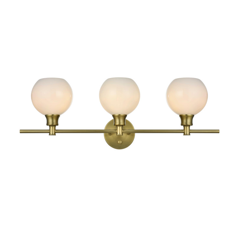 Éclairage pour meuble-lavabo en verre Drinkard, Blanc, Doré, 3 lumières