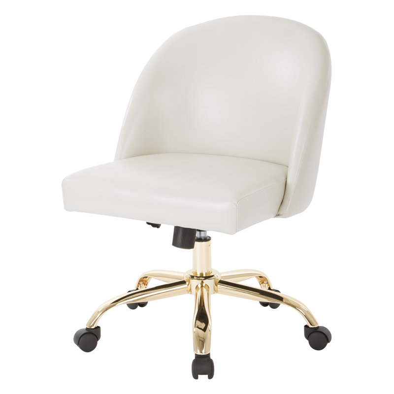 Polyester Blend Task Chair, Faux Leather Cream