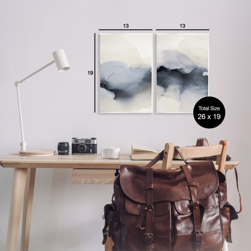«Mysterious Abstract Obscure Watercolor», ensemble de 2 plaques murales par Kippi Leonard, H 19 po x l 39 po x P 0,5 po