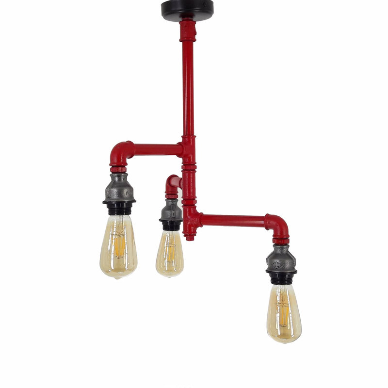 Lustre unique à 3 lumières Rianne, Rouge / noir