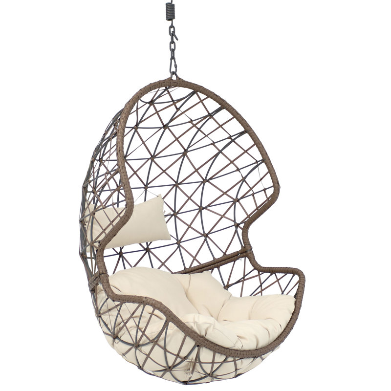 Chaise suspendue en osier avec coussins Danielle, Beige