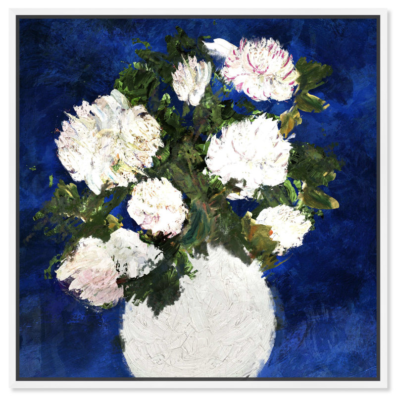 " Dripping Roses " Painting Print, 25" H x 25" W x 1.5" D, White Framed