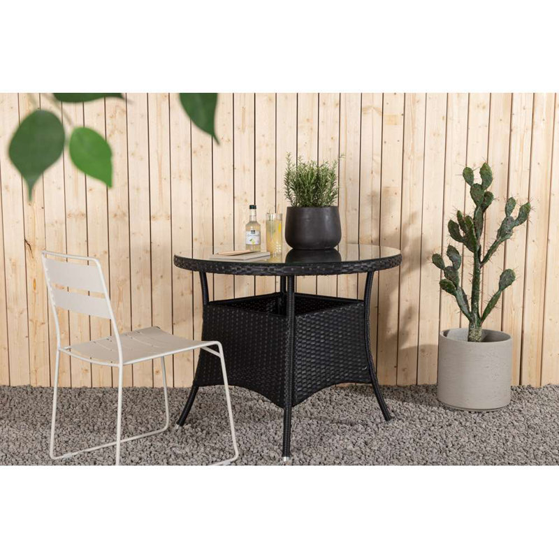 Mitul Round Wicker Outdoor Dining Table , 90cm cm W 90cm cm D, Black