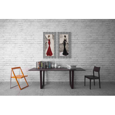«La Belle Rouge with Floral Cartouche Border» par Emily Adams, art mural sur toile