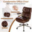 Chaise de bureau ergonomique pivotante en similicuir avec dossier en bois de noyer-499707215