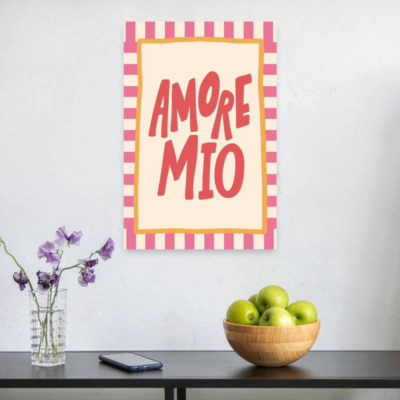 Amore Mio Love Bold Retro Romantic Wall Art Print by Mathieu - Wrapped Canvas Print, 60.96cm H x 40.64cm W