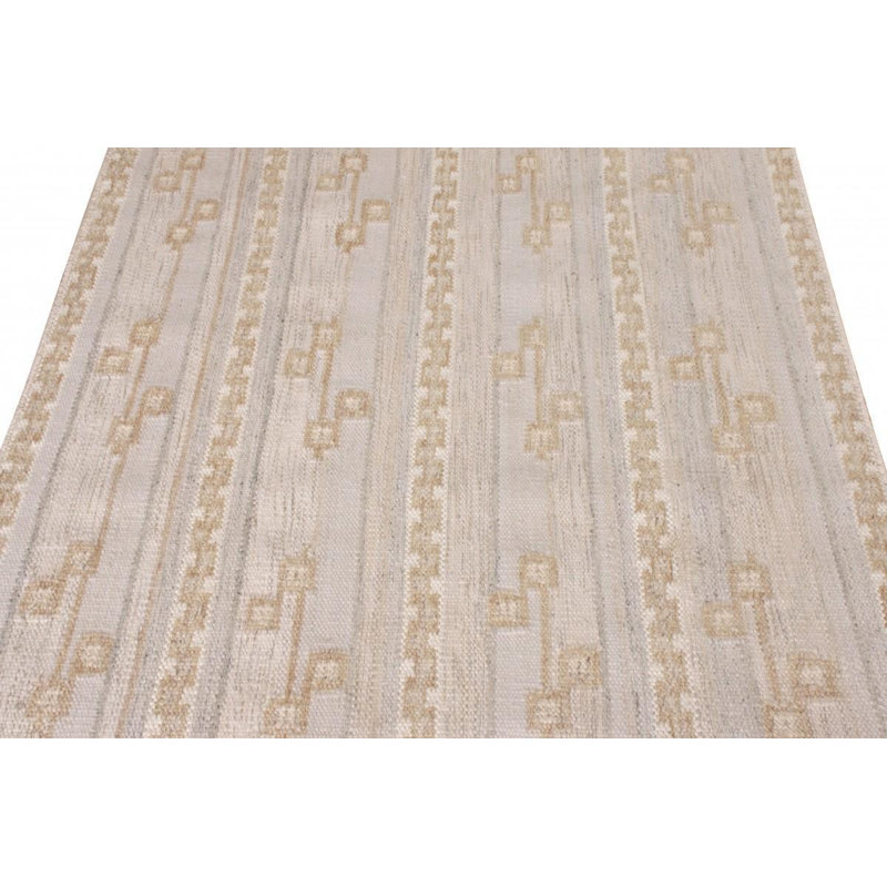 Scandinavian Hand Knotted Wool Geometric Area Rug, Rectangle 14' x 20'