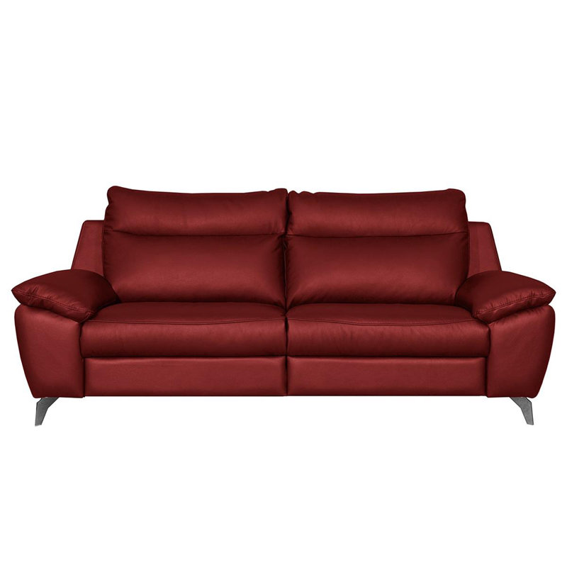 Edema Genuine Leather 2 Seater Reclining Sofa, Red, 3