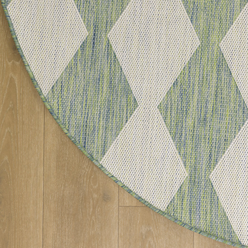 Positano Indoor / Outdoor Rug, Round 6', Blue Green