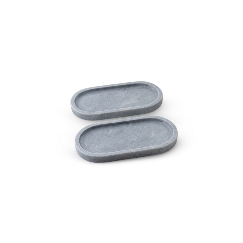 Elegant Verona Grey Marble Platter Set (2 Pieces), 9.8 x 4.7 x 0.8 inches | 100% Natural Marble, Durable & Stylish | Perfect for Serving Appetizers, Desserts & More | Ideal for Entertaining & Home Decor