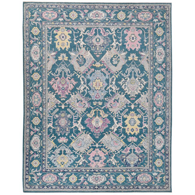 Oushak Hand-Knotted High-Quality Green Area Rug