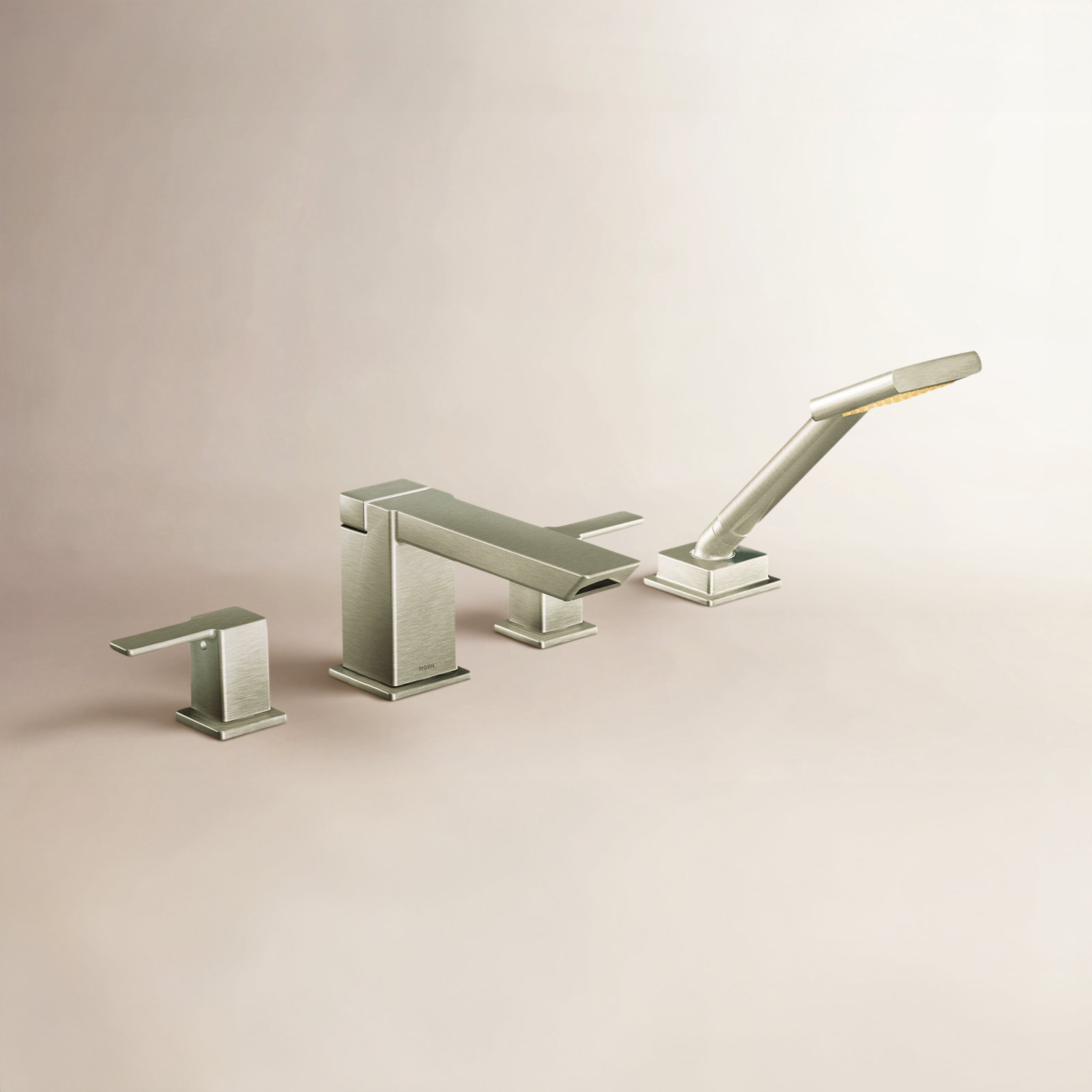 Deck Roman Tub Faucet Trim with Handshower, Brushed Nickel