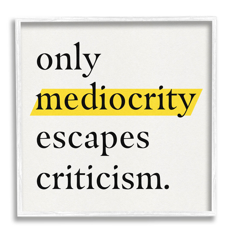 «Mediocrity Escapes», citation de photo encadrée, H 24 po x l 24 po x P 1,5 po, Giclée encadrée blanc bord de mer