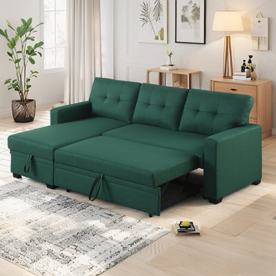 82-inch L-Shaped Sleeper Sofa Reversible Couch Pull Out Couch with Storage Chaise