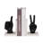 Modern Metal and Marble Hand Gesture Bookends, Decorative Stone and Aluminum Display Accents, Set of 2-998991113