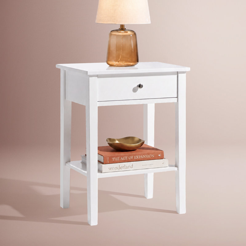 Table d'appoint en bois massif avec 1 tiroir Sloan ClickDecor Sloan