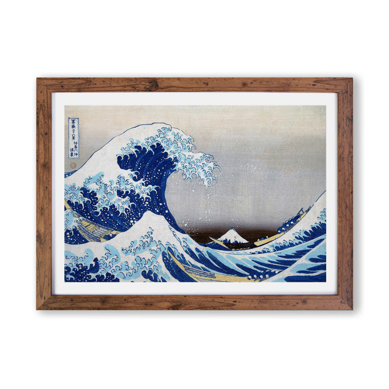 Under The Wave Off Kanagawa by Katsushika Hokusai - Single Picture Frame Painting, Walnut, 24cm H x 33cm W x 2cm D