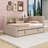 Twin Upholstered Daybed with Pull-Up Trundle, Storage Shelves and Charging Station-1013406735