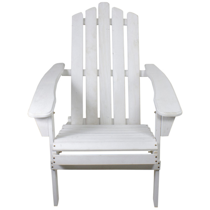 36" Classic Folding Wooden Adirondack Chair, White