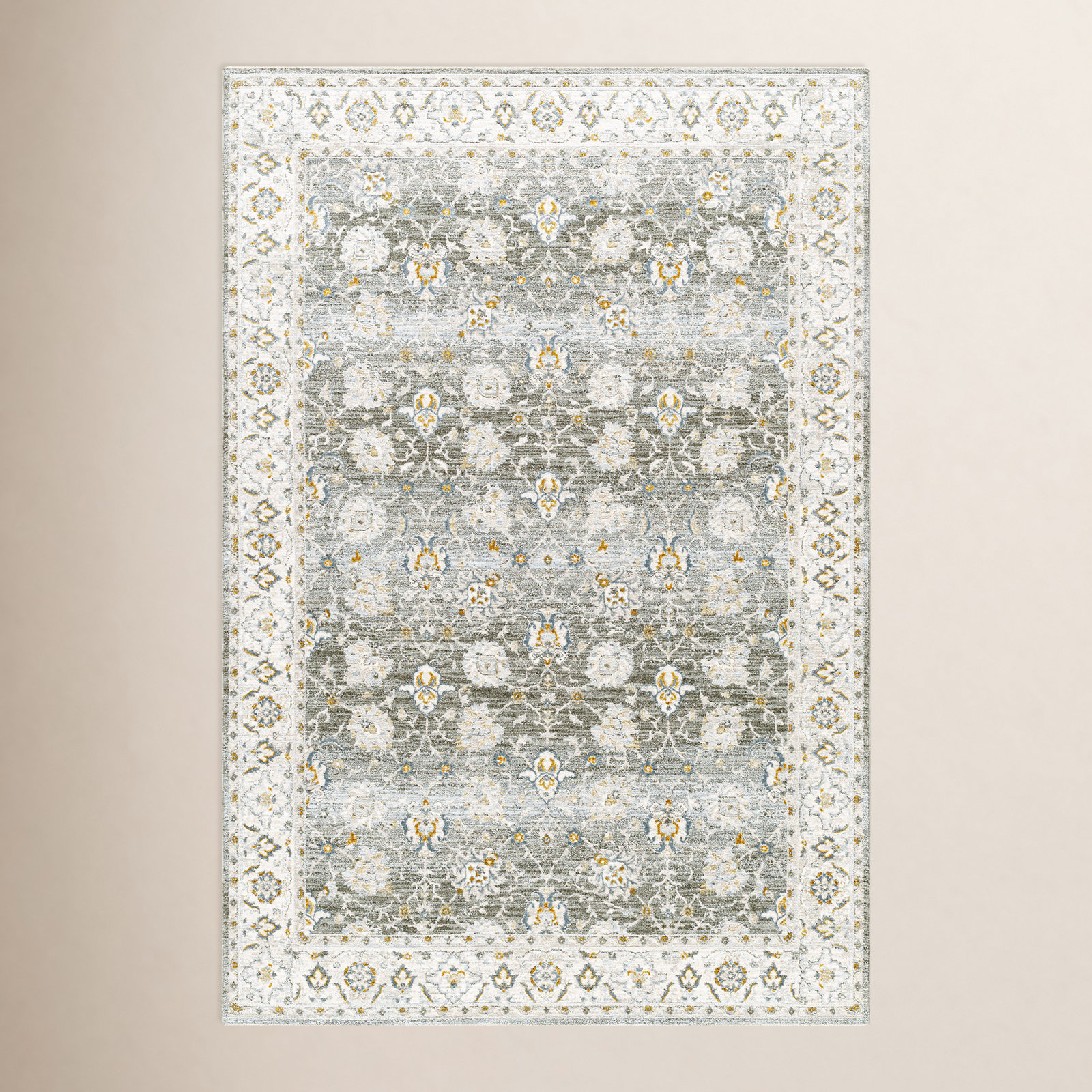 Delyse Olive/Gold/Beige/Gray Rug, Rectangle 5' x 7'5"