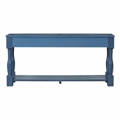 63" Navy Console Table With Drawers & Shelf, Suitable For Entryway, Hallway & Living Room
